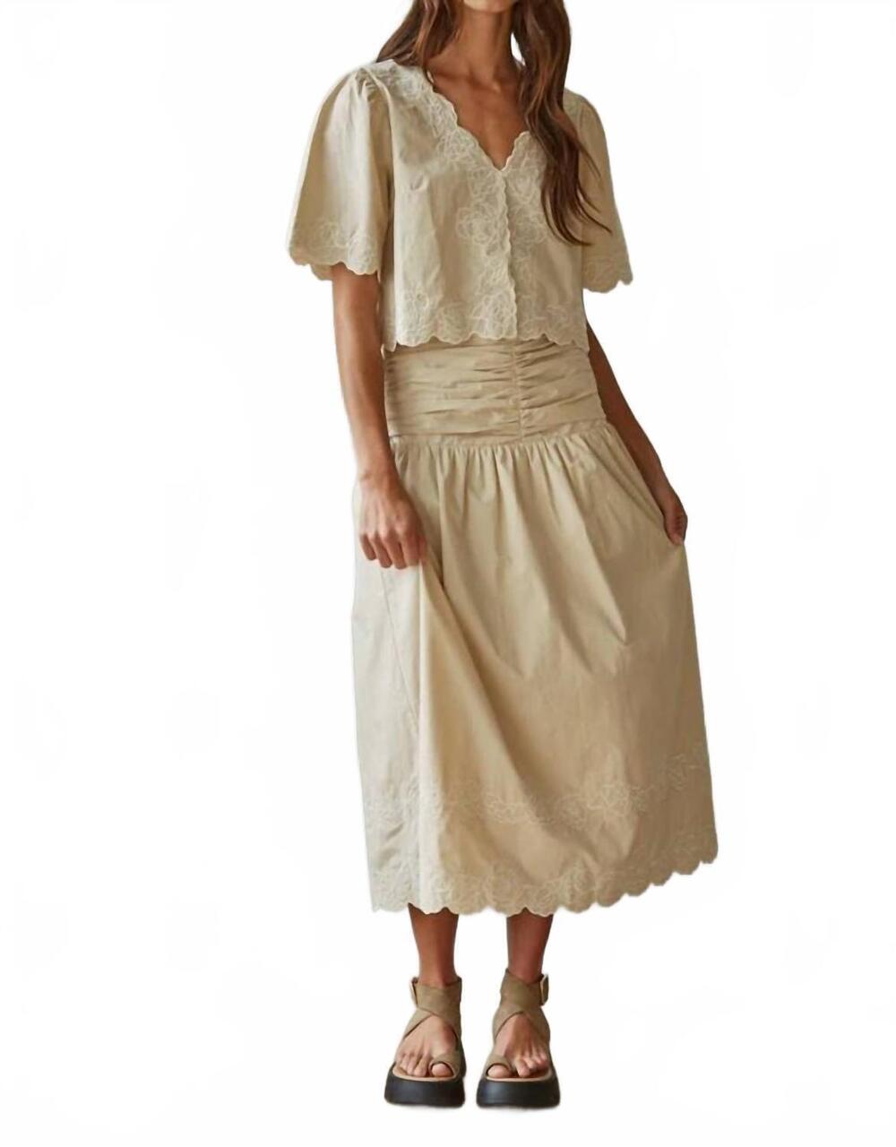 NEW BY TOGETHER women's maison embroidered skirt in natural